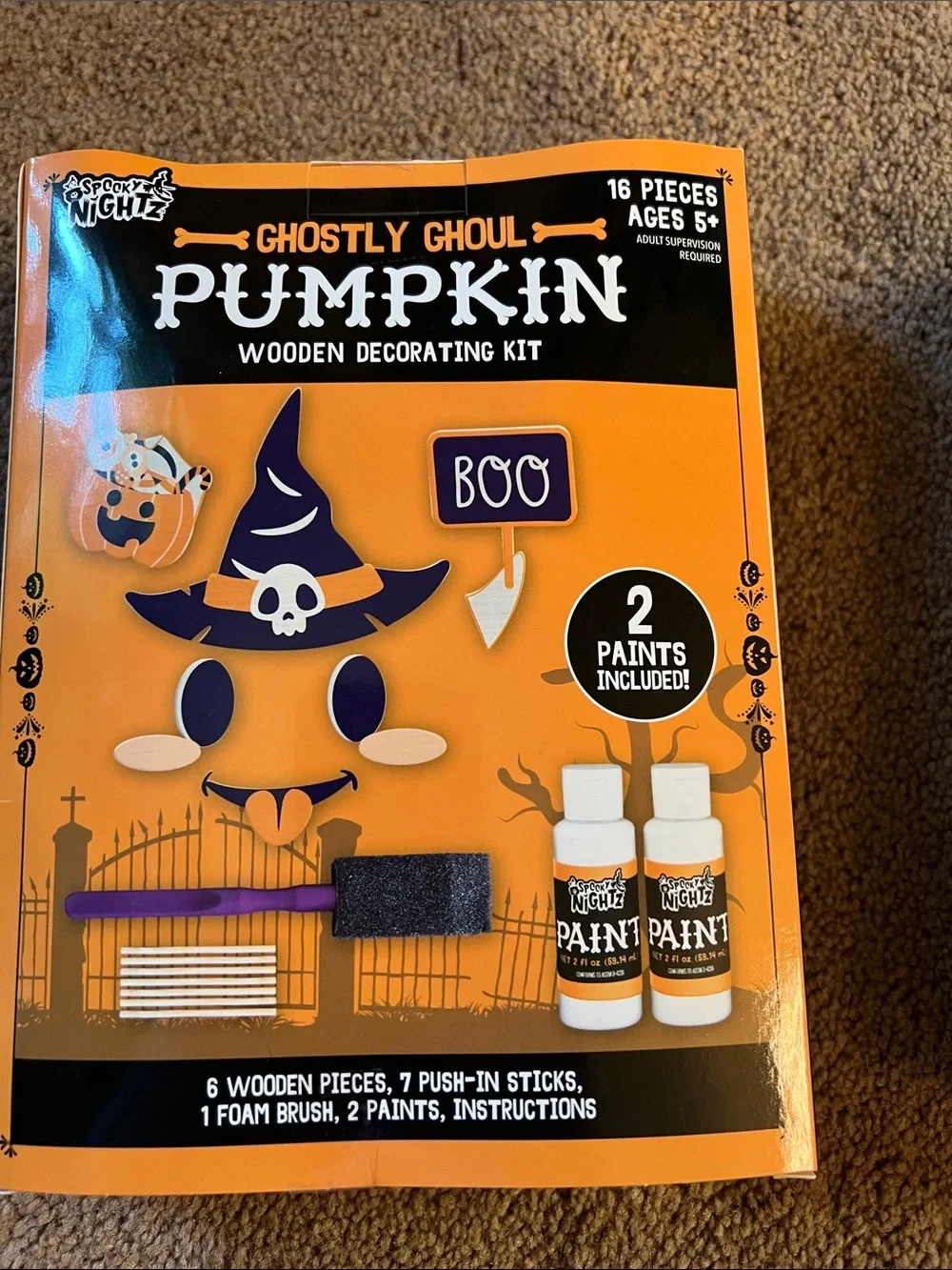 Kids Pumpkin Decorating Kit - Ghostly Ghoul & Fiery Dragon Paintable Pumpkins